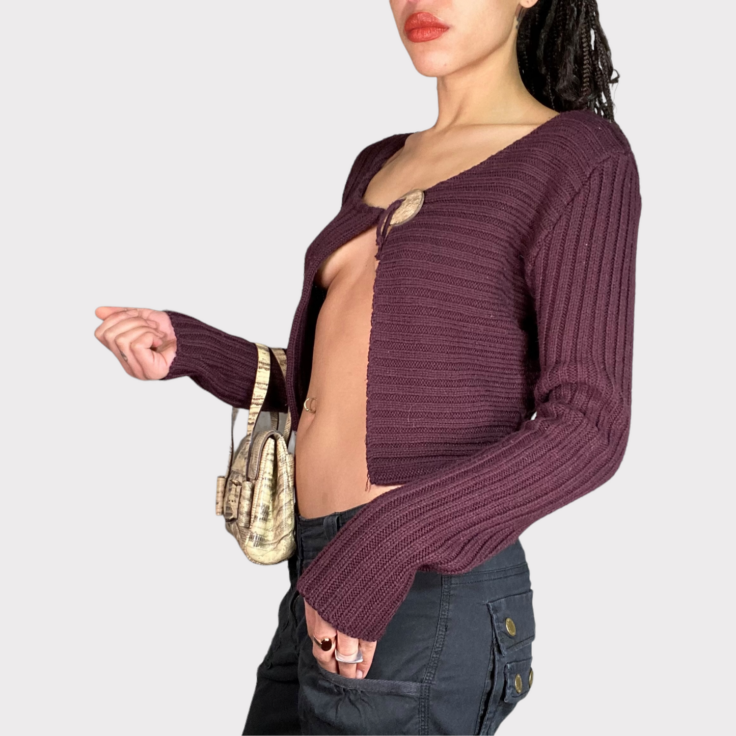 Vintage 2000's Downtown Girl Bordeaux Red Knit Bolero (S)