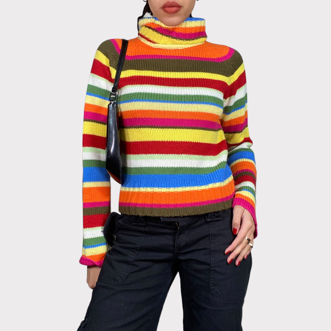 Turtleneck Sweater Retro Rainbow Sweater Vintage 90's Gilmore