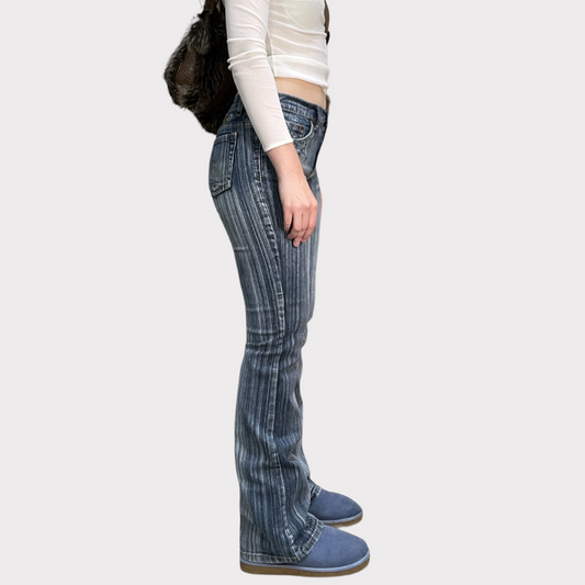 Vintage 2000's Funky Striped Jeans with Stud Details (S)