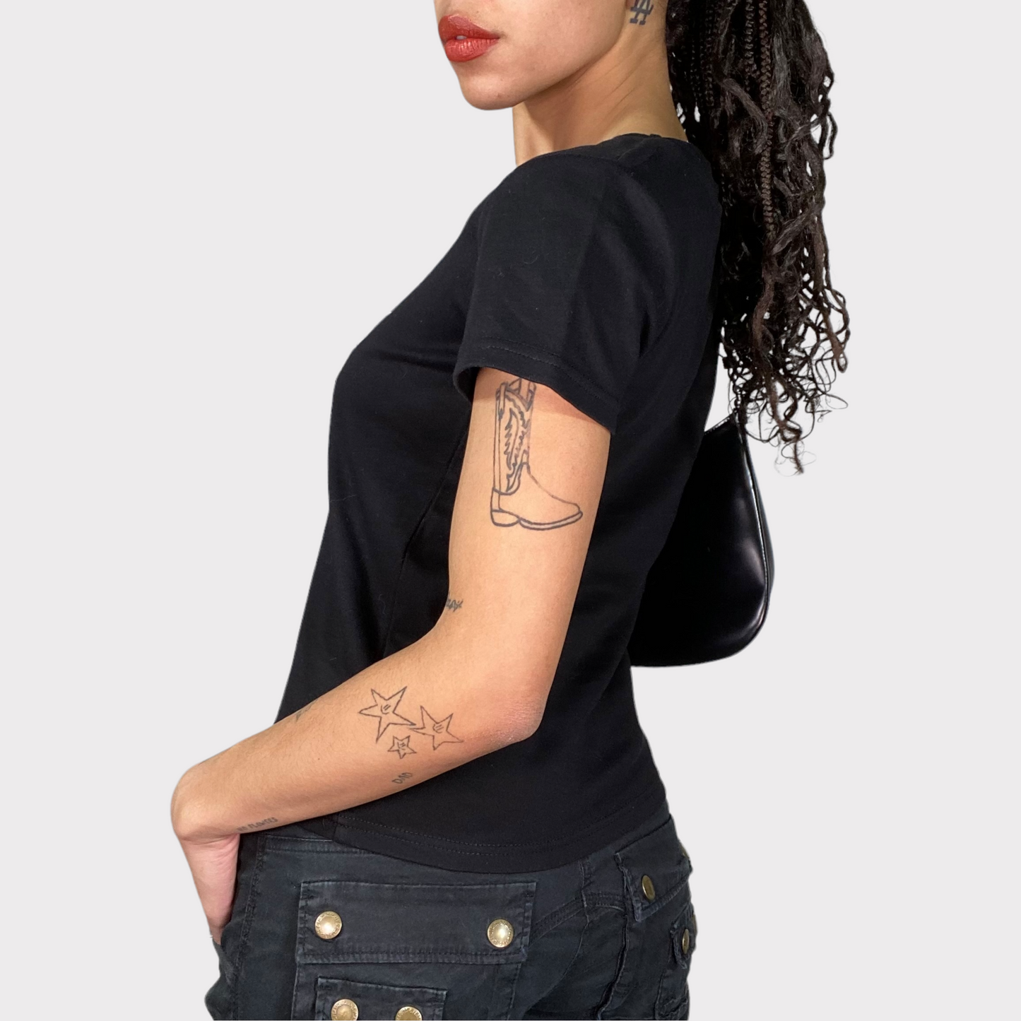 Vintage 2000's Skater Black Baby Tee with 'Wild Cherry' Print (S)