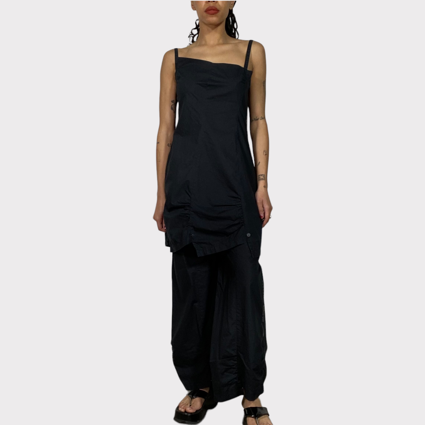 Vintage 90's Cop Copine Grunge Black Dress over Pants/Suite (S/M)