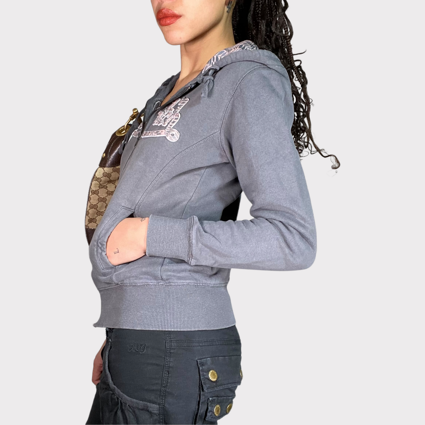 Vintage 2000's Archive VonDutch Grey Zip Up Hoodie (S)