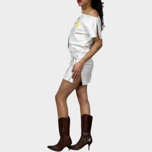 Vintage 2000's Football Core White 'Brasil' Mini Dress (S/M)