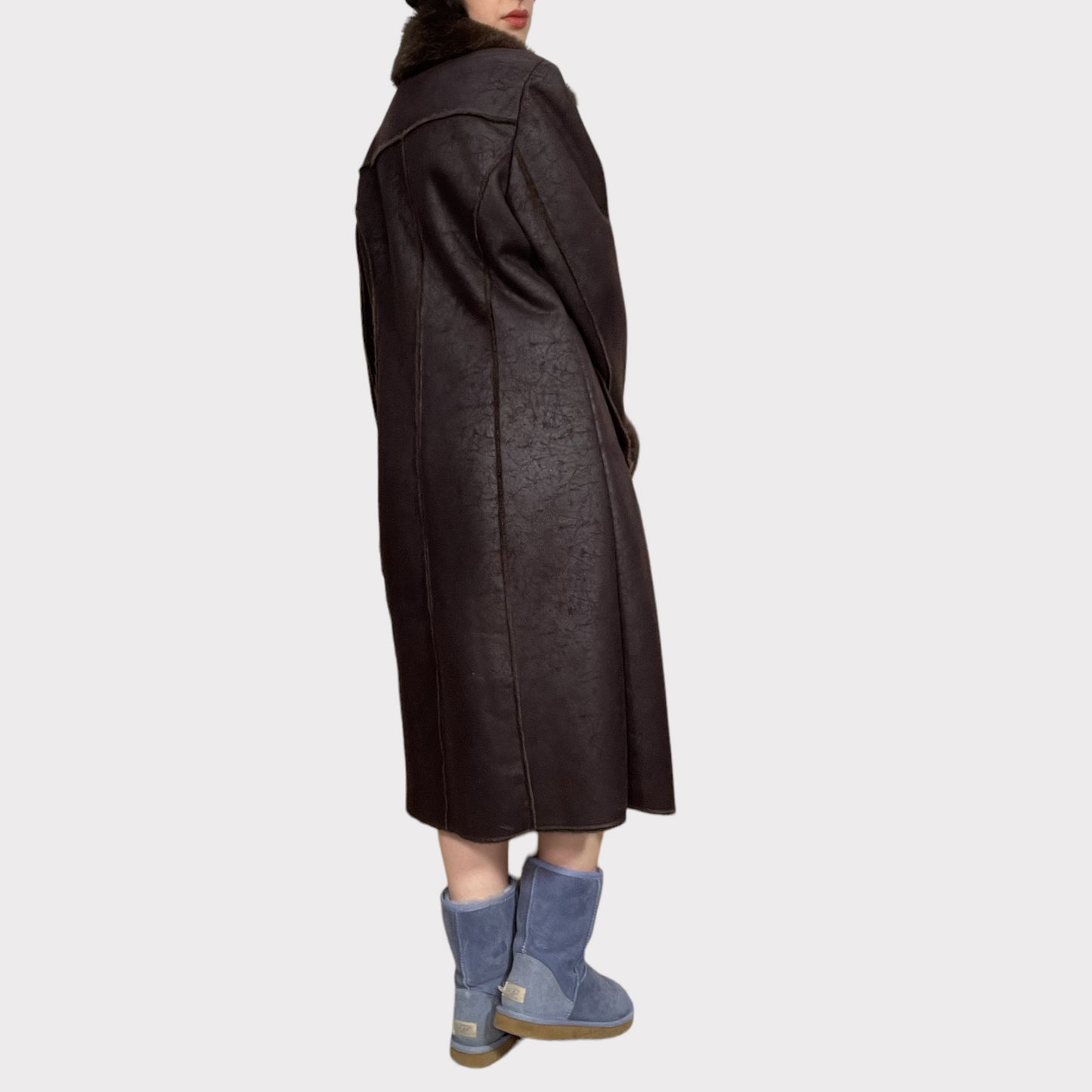 Vintage 90's Winter Brown Faux Fur Afghan Coat (S/M)