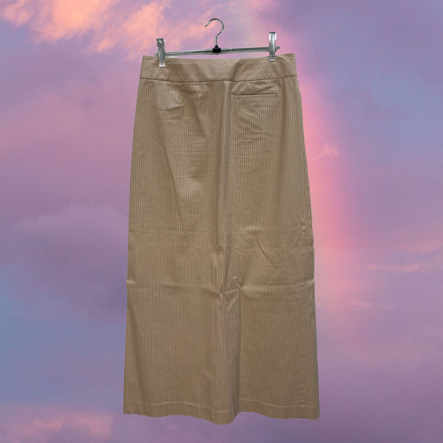 Vintage 90's Beige Pinstripe Maxi Skirt (S)