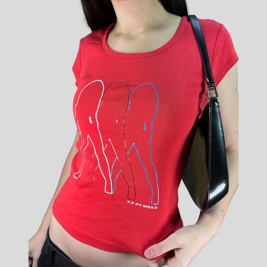Vintage 2000's Sporty Miss Sixty Red Shirt with Woman Silhouette Print (S)