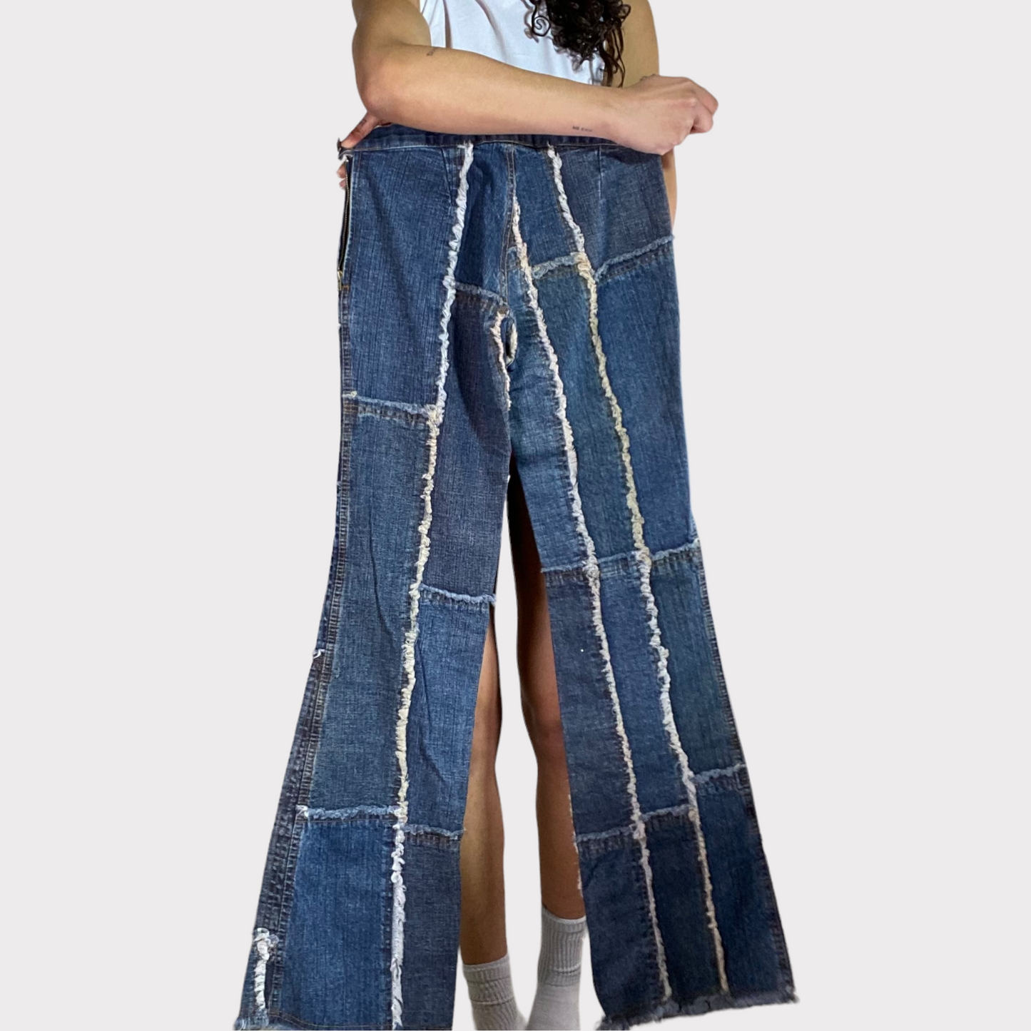 Vintage 2000's Western Patchwork Flared Jeans (XS)