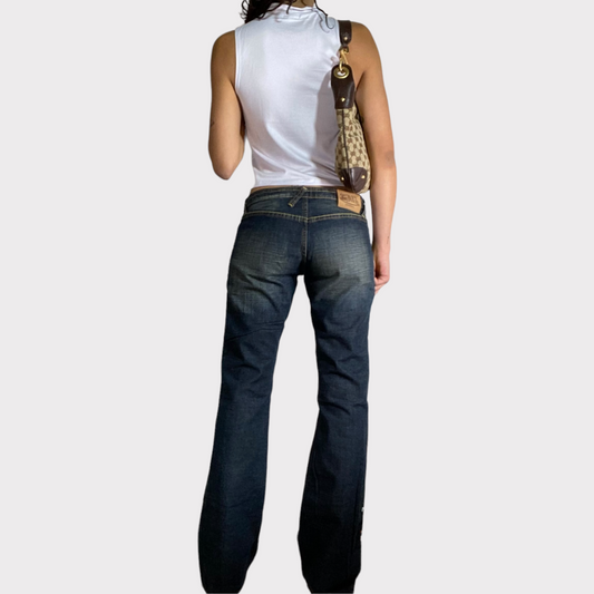 Vintage 2000's Archive VonDutch Low Waist Logo Print Jeans (S/M)
