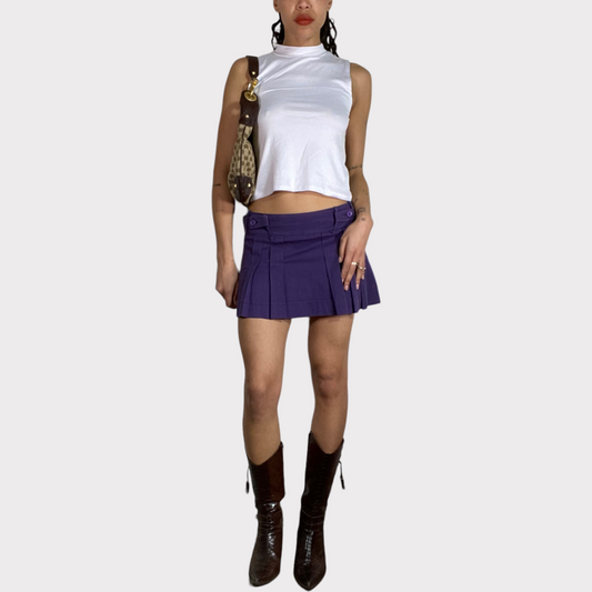 Vintage 2000's Funky Purple Pleated Mini Skirt (S)
