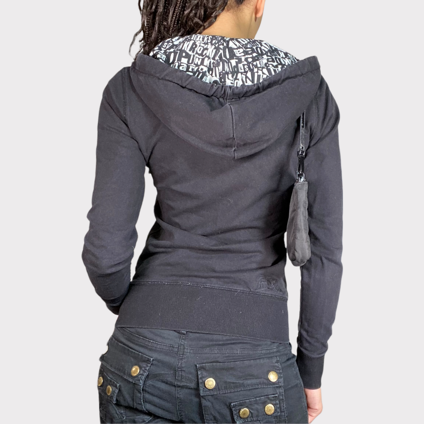 Vintage 2000's Archive VonDutch Black Zip Up Hoodie (XS/S)