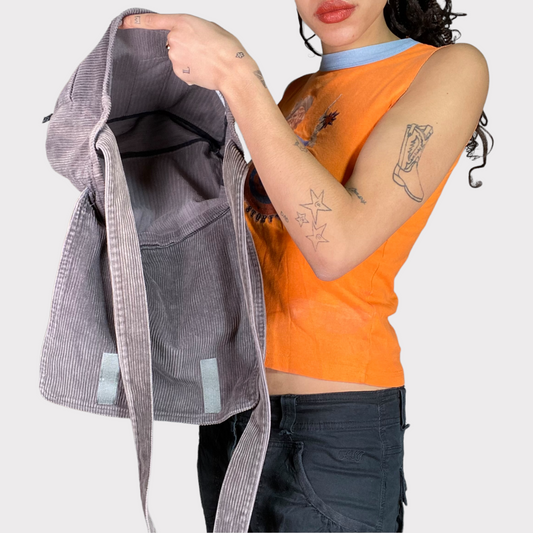 Vintage 2000's Grunge Grey Cord Messenger Crossbody Bag