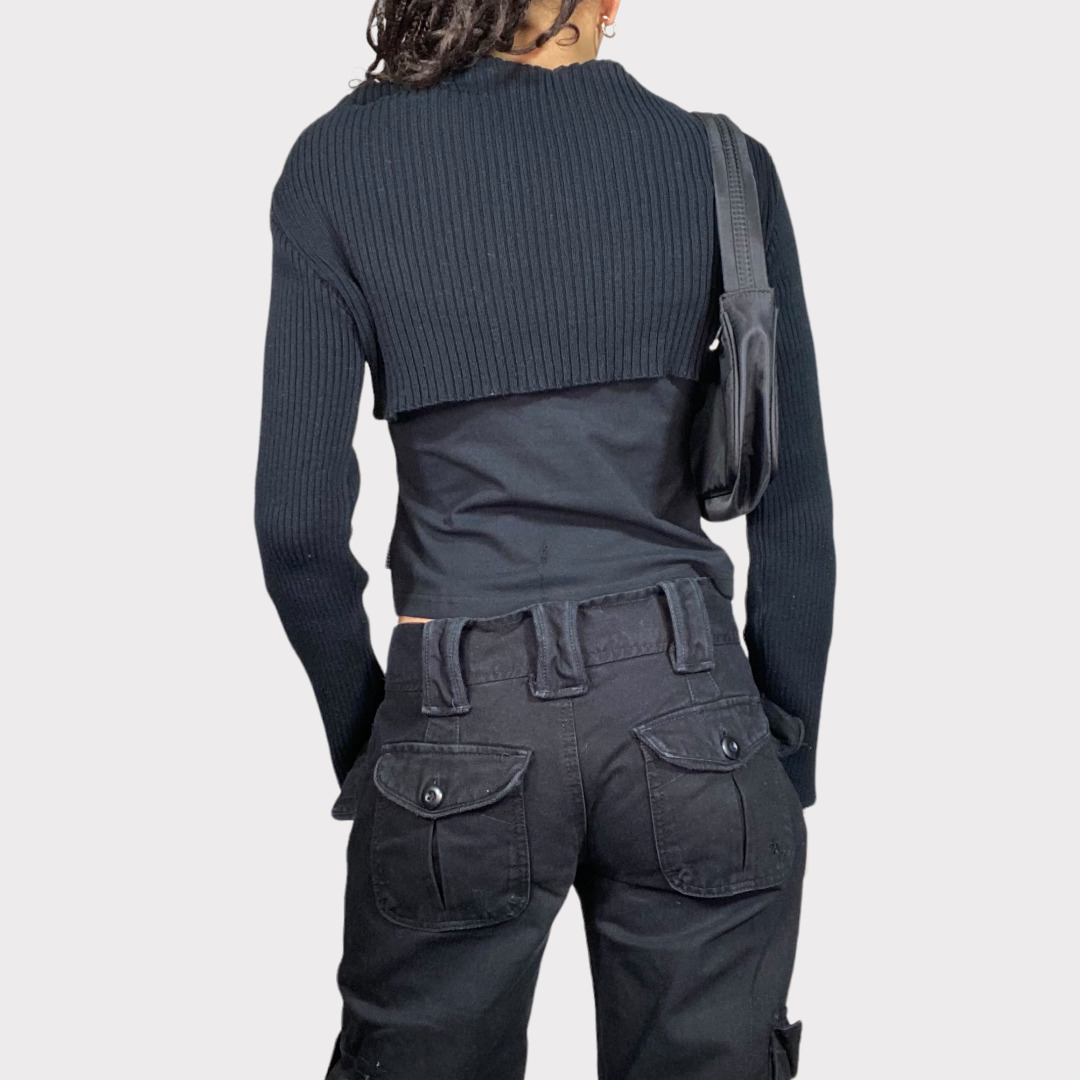 Vintage 2000's Archive Cop Copine Black Knit Bolero (S)