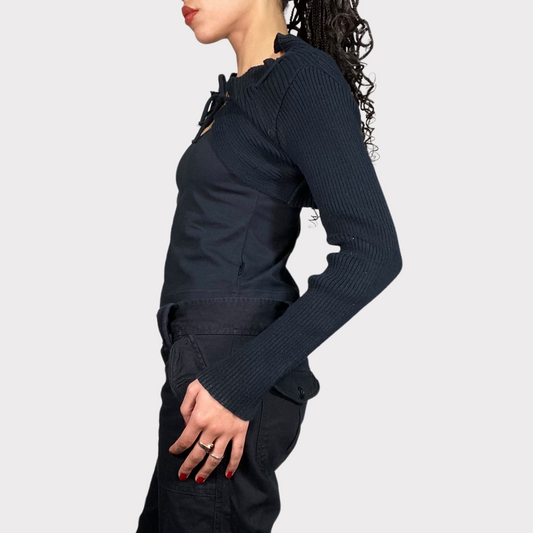 Vintage 2000's Archive Cop Copine Black Knit Bolero (S)