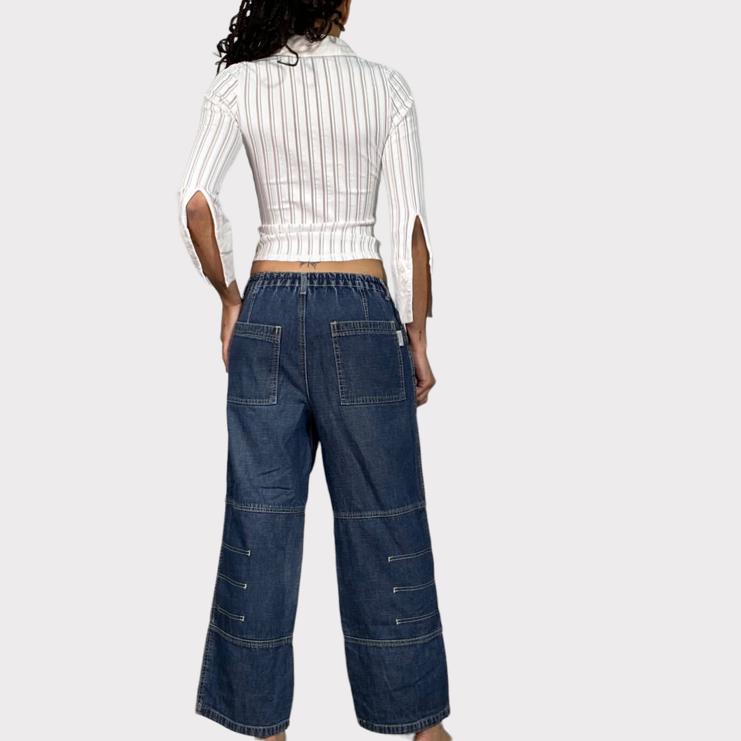 Vintage 90's Skater Denim Cargo Capris (M)
