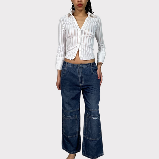 Vintage 90's Skater Denim Cargo Capris (M)
