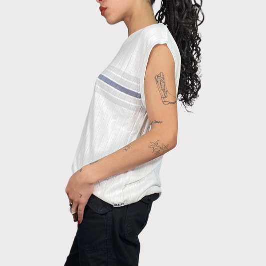 Vintage 90's White Oversized Sweater Vest (L)