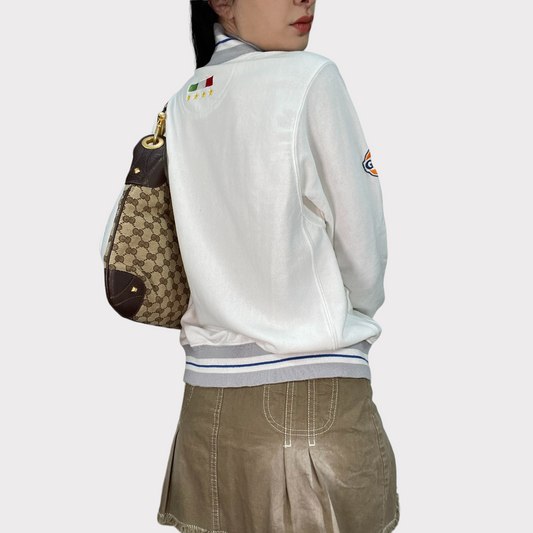 Vintage 90's Football Core White 'Italia' Zip Up Sweater (S)