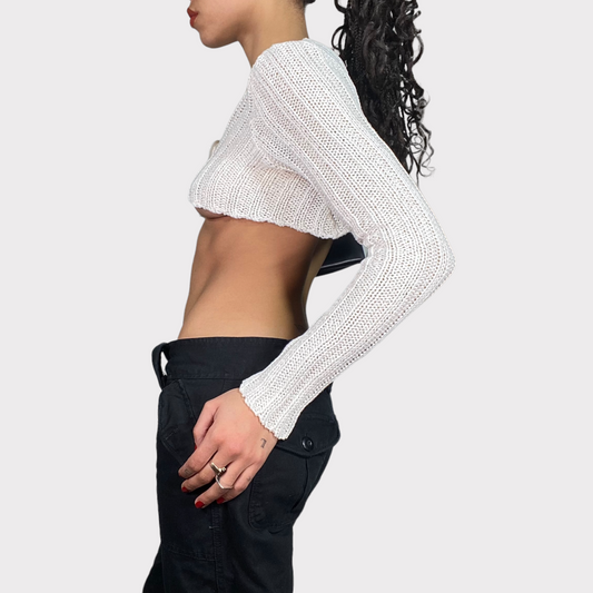 Vintage 2000's Fairy White Knit Ultra Cropped Blero (S)