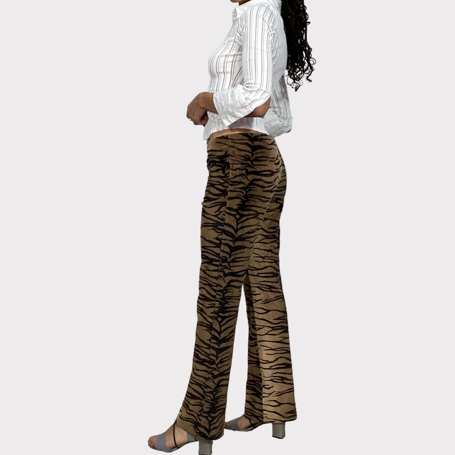 Vintage 90's Funky Tiger Printed Soft Flared Pants (S/M)