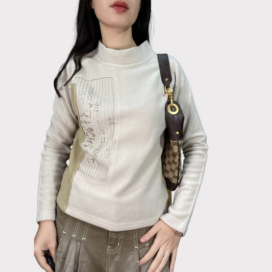 Vintage 90's Archive Cop Copine Beige Fleece Sweater (S)