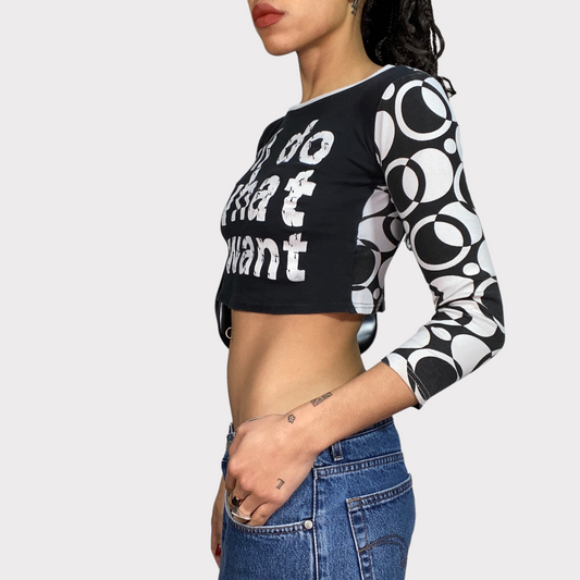 Vintage 90's Funky Black and White 'I'll Do What I Want' Longsleeve (S)