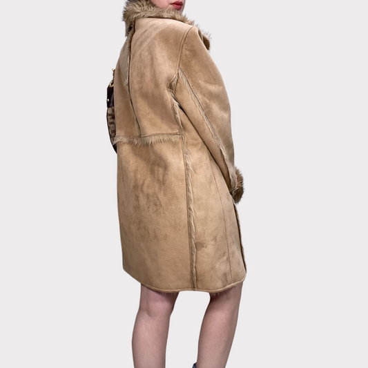 Vintage 90's Winter Brown Faux Fur Afghan Coat (S/M)