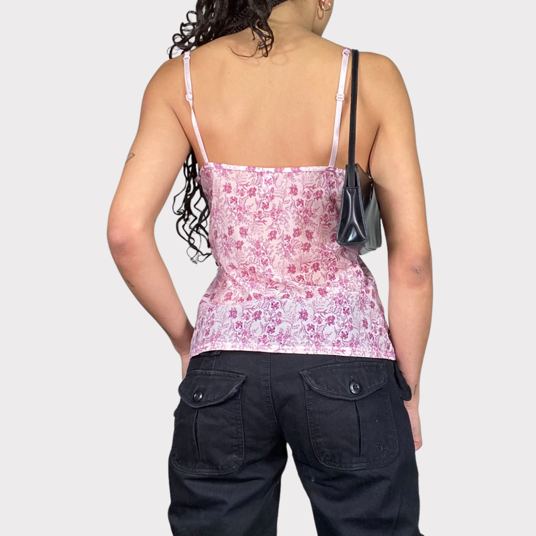 Vintage 2000's Fairy White and Pink Floral Cami Top (M)