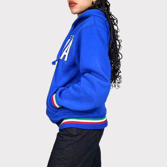 Vintage 2000's Football Core Blue 'Italia' Zip Up Hoodie (S)