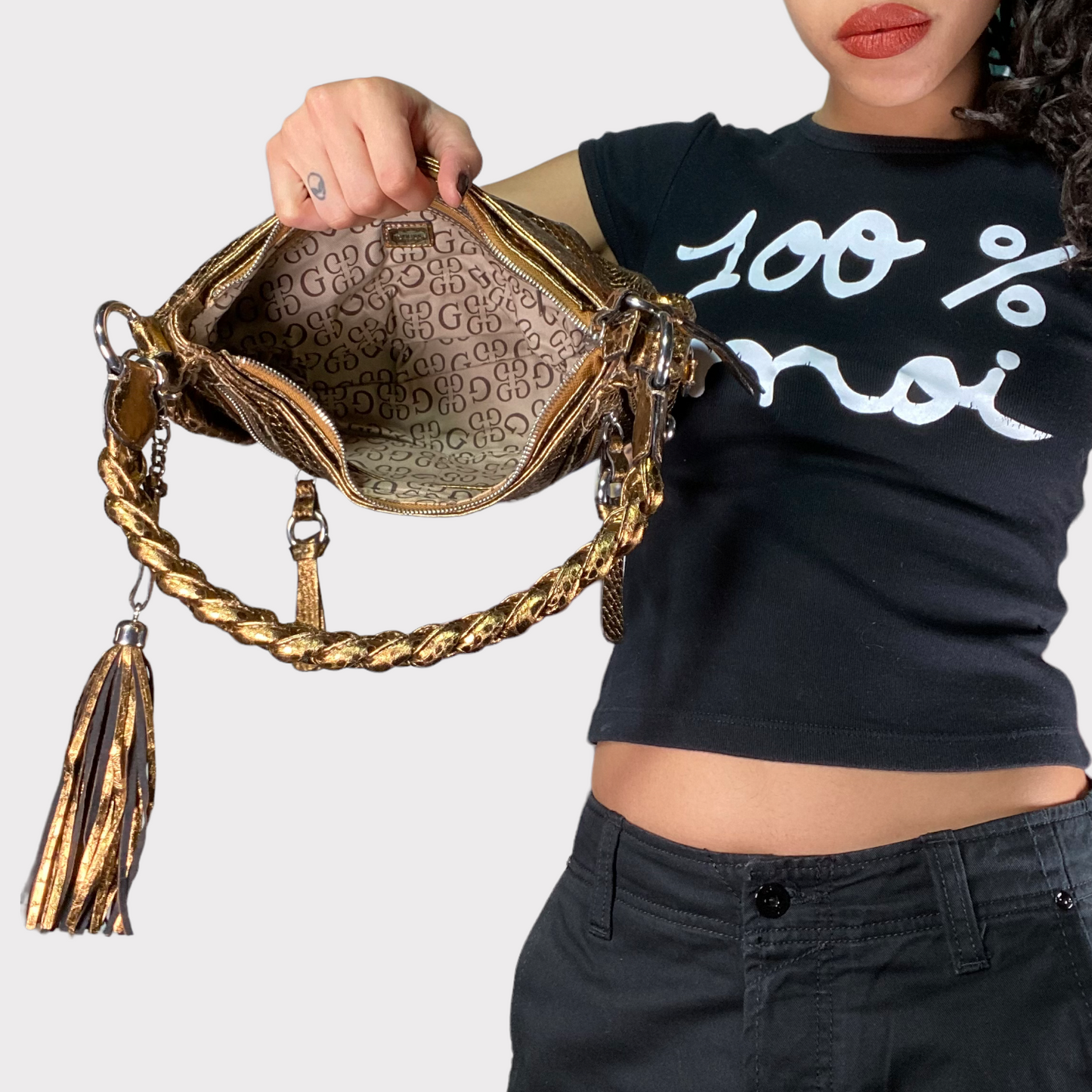 Vintage 2000's Archive GUESS Gold Shoulder Bag