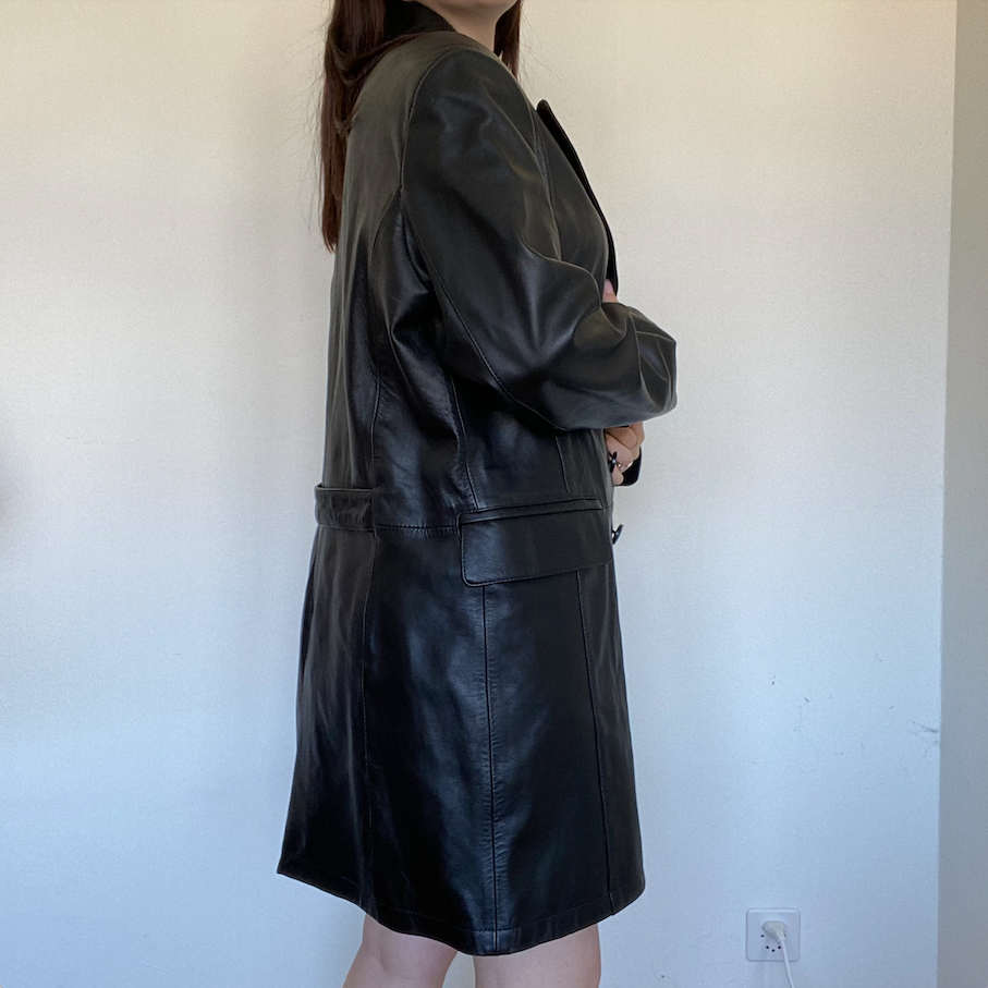 Vintage 90's Black Leather Coat (L/XL Oversized Fit)