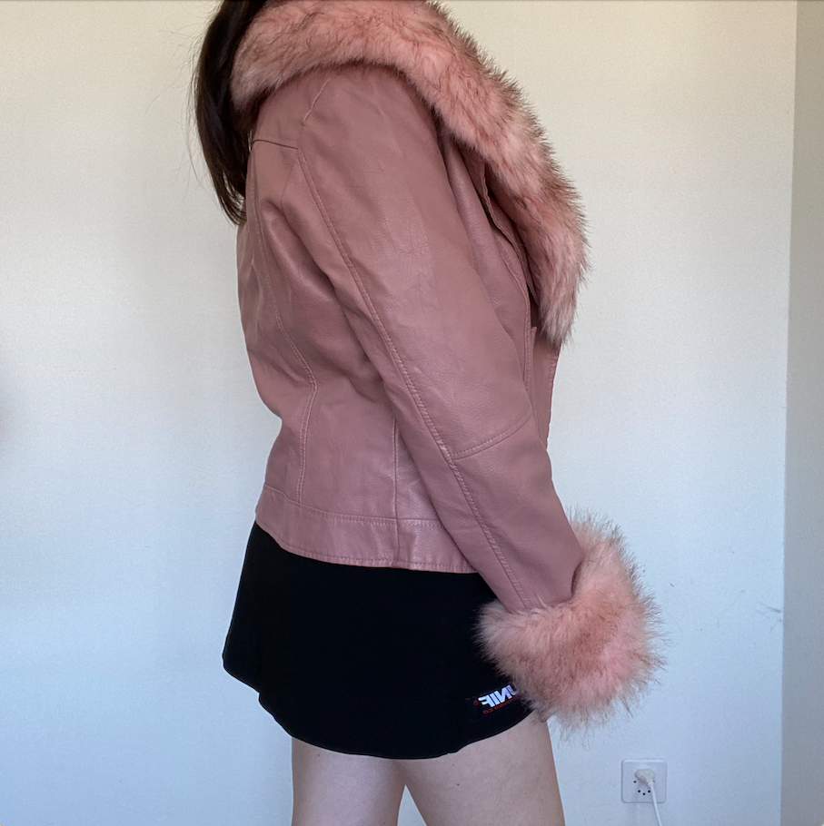 Vintage Y2K Bratz Afghan Pink Vegan Leather Jacket (M EU)
