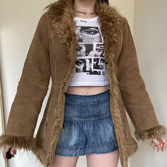 Vintage 90's Brown Afghan Coat (XS/S - Vegan)