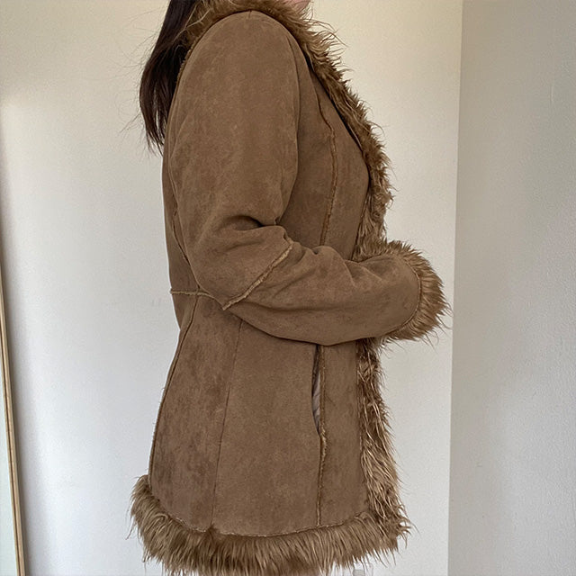 Vintage 90's Brown Afghan Coat (XS/S - Vegan)