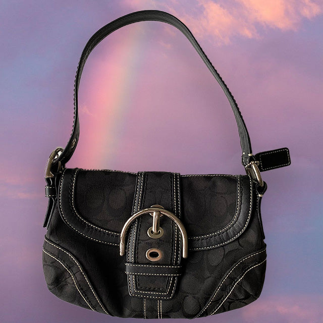 Coach Bag With Buckle Vintage 90's Coach Black Monogram