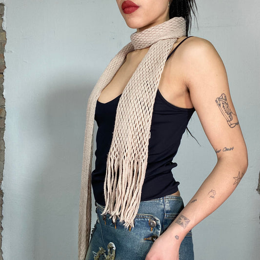 Vintage 2000's Light Pink Knit Skinny Scarf
