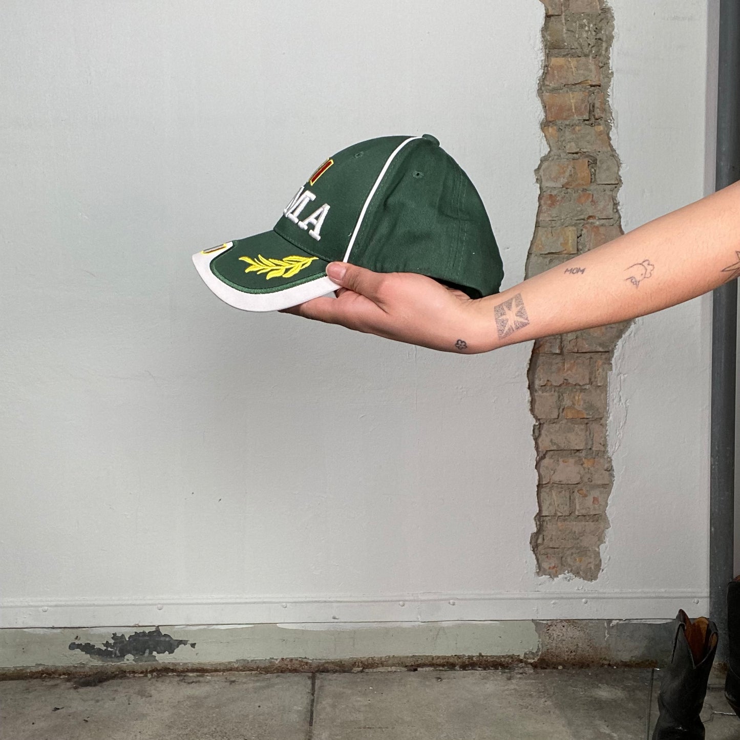 Vintage 2000's Sporty Green and White 'Roma' Hat