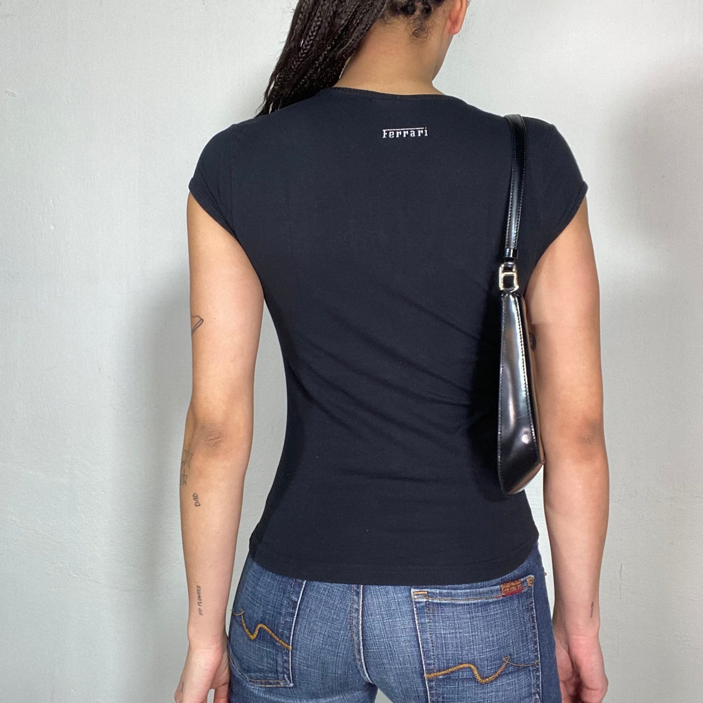 Vintage 90's Ferrari Black Shirt with Logo Patch (S)