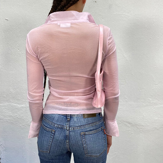 Vintage 2000's Fairy Baby Pink Mesh Button Up (S)