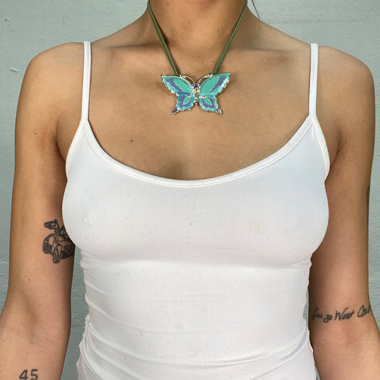 Vintage 2000's Downtown Girl Necklace with Big Blue Butterfly Pendant