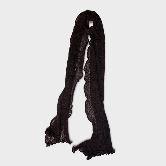 Vintage 2000's Hippe Brown Knitted Skinny Scarf