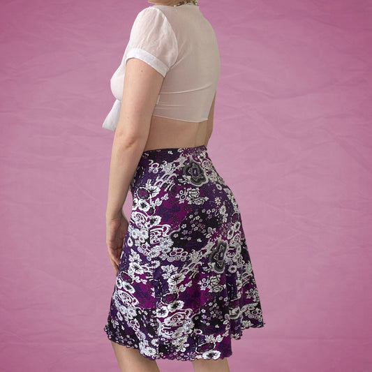 Vintage 90's Fairy Purple Floral Midi Skirt