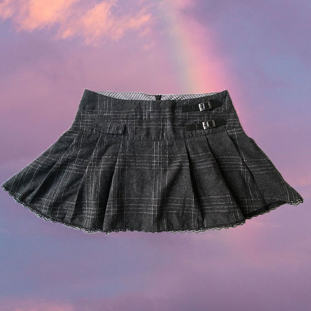Vintage 90's Preppy Grunge Plaid Pleated Skirt (36 EU UK