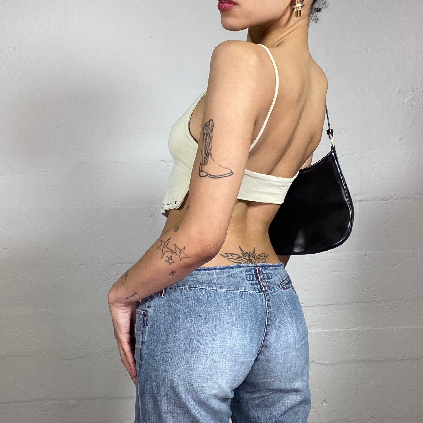 Vintage 2000's Hip-Hop Beige Mini Asymmetric Cami Top (S)