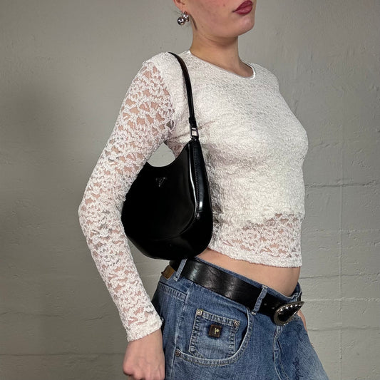 Vintage 2000's Soft Girl White Longsleeve Lace Top (S)