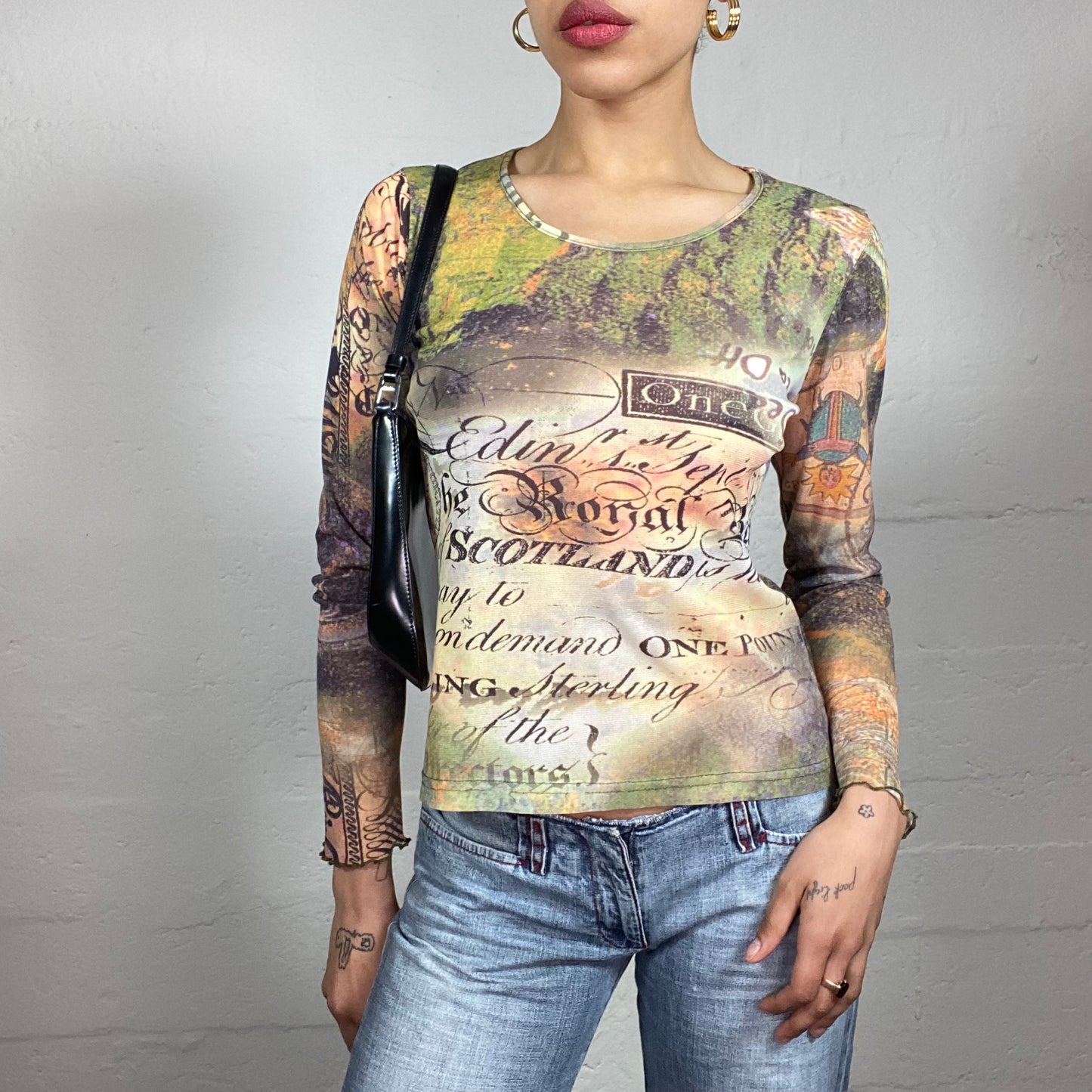 Vintage 2000's Downtown Girl Longsleeve Multicoloured Multiprinted Top (M)