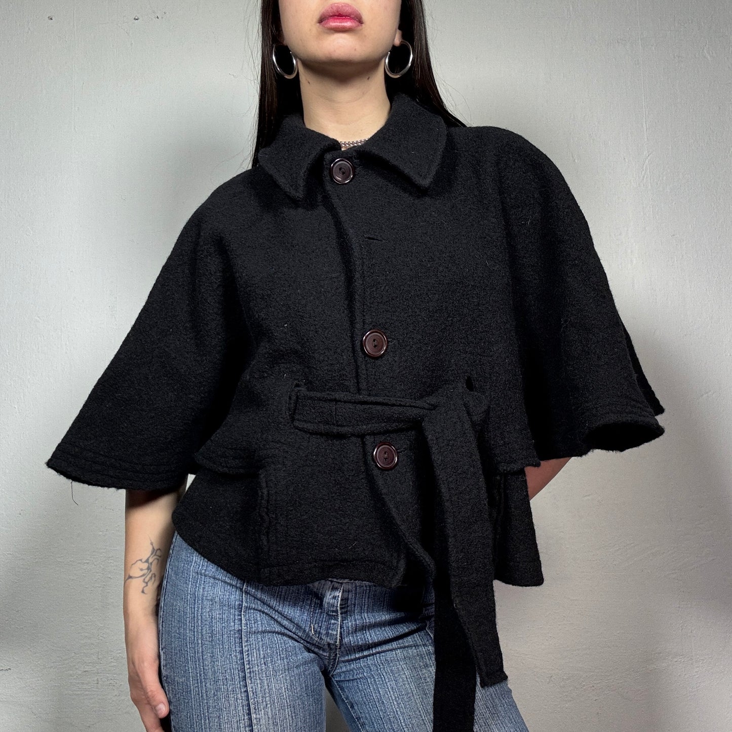 Vintage 90’s Archive Black Cape Style Jacket (S)