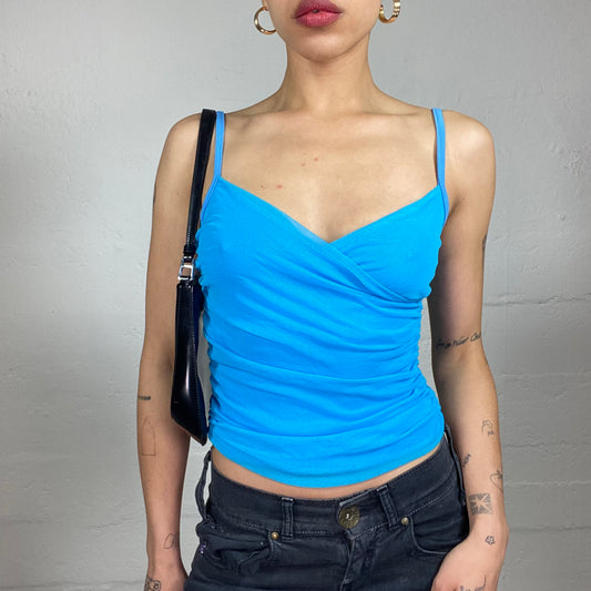 Vintage 2000's Summer Aquamarine Vlue Ruffled Cami Top (S)