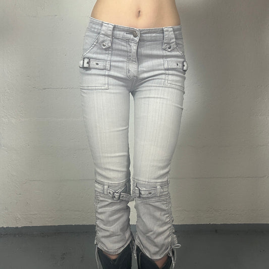 Vintage 2000’s Streetwear Denim Capri Pants with Buckle (S)