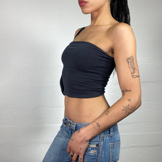 Vintage 2000's Hip-Hop Black Classic Cropped Tube Top (S)