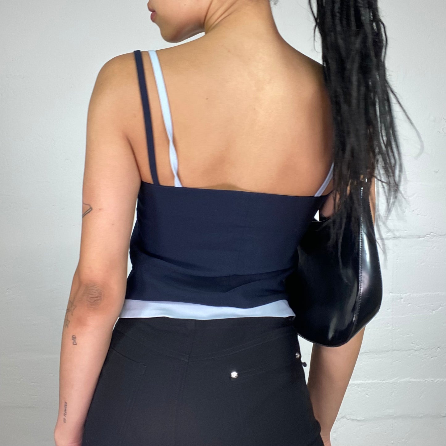 Vintage 2000's Downtown Girl Navy and Baby Blue 2-Layered Cami Top (S)
